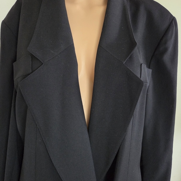 Vintage Louis Feraud Double-Breasted Wool Coat Midnight Blue Size 12 - Picture 11 of 15